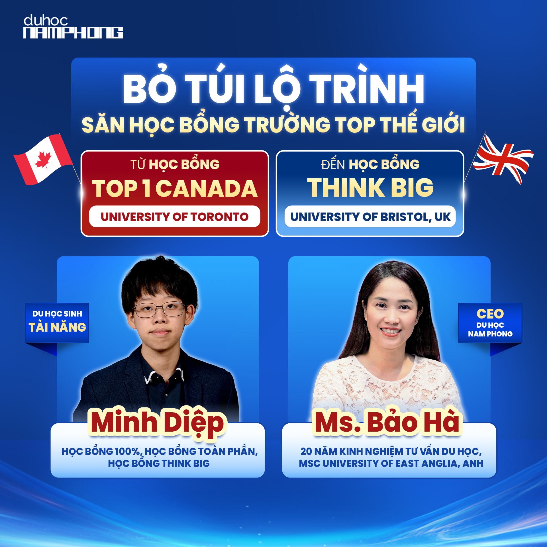 BỎ TÚI LỘ TRÌNH SĂN HỌC BỔNG TRƯỜNG TOP THẾ GIỚI - hoc bong Canada và Anh