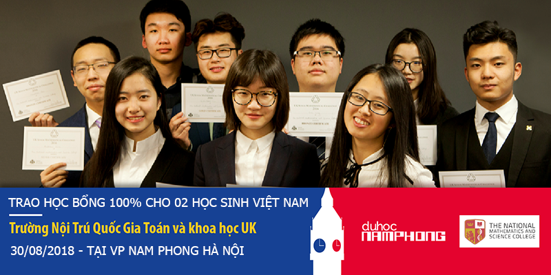 Sự kiện Trao học bổng lên đến 100% cho học sinh Việt Nam từ trường Quốc gia toán và khoa học tại Anh Quốc NMSC