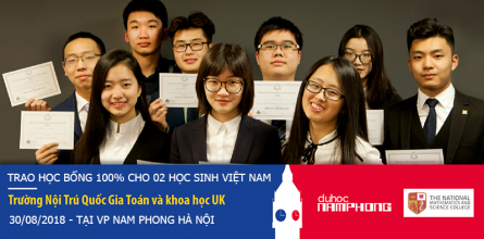 Sự kiện Trao học bổng lên đến 100% cho học sinh Việt Nam từ trường Quốc gia toán và khoa học tại Anh Quốc NMSC