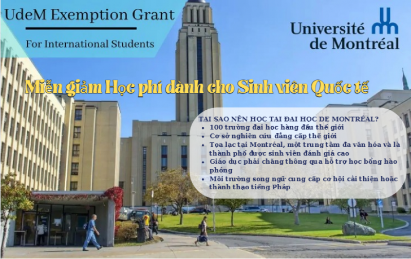 CƠ HỘI DU HỌC CANADA: HỌC BỔNG MIỄN GIẢM HỌC PHÍ TẠI ĐẠI HỌC MONTRÉAL (UdeM)