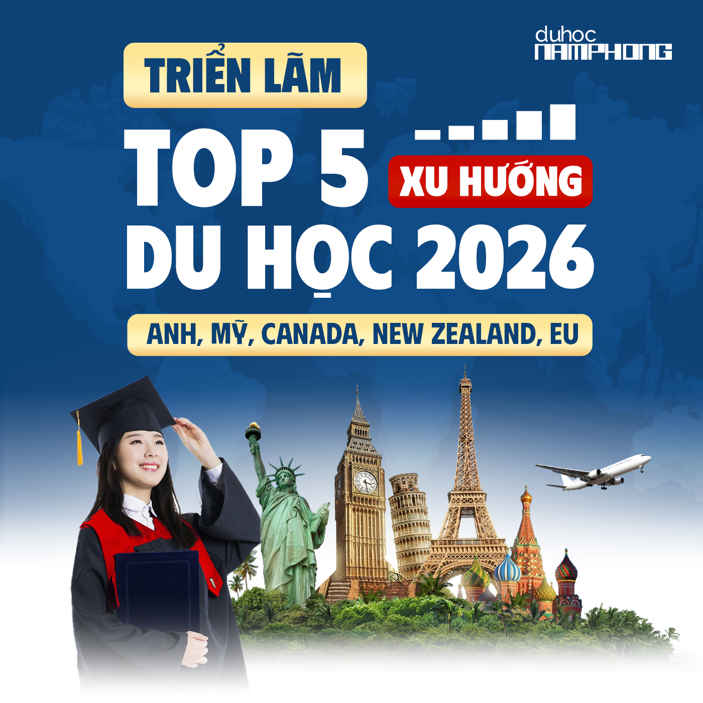 TRIỂN LÃM TOP 5 XU HƯỚNG DU HỌC 2026: ANH - MỸ - CANADA - NEW ZEALAND - EU