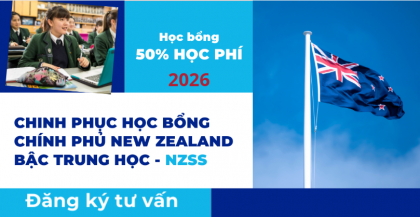 Học bổng giá trị 50% học phí từ Chính phủ New Zealand (NZSS) dành cho bậc THPT 2026