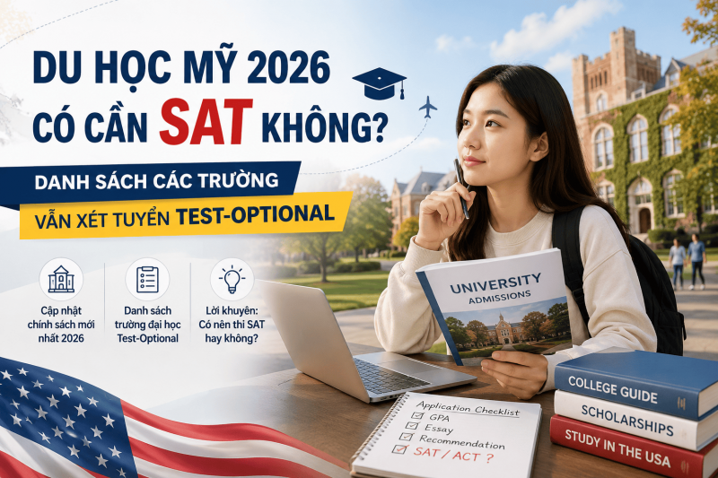 Du học Mỹ 2026 có cần SAT không? Danh sách các trường vẫn xét tuyển Test-Optional