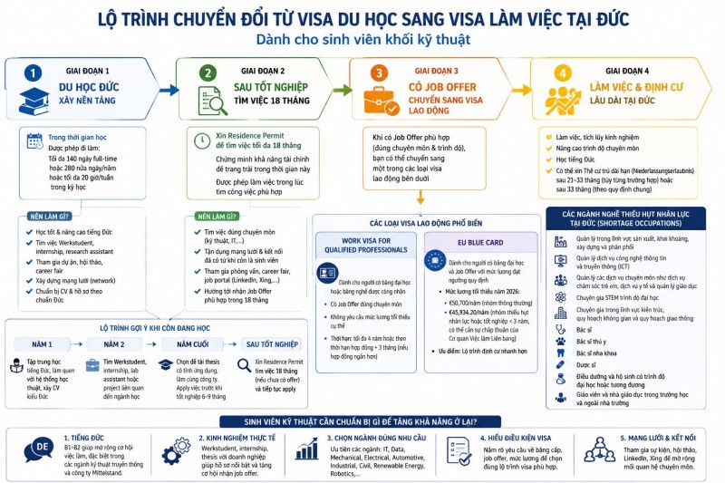 Lộ trình chuyển đổi visa làm việc dành cho sinh viên du học Đức