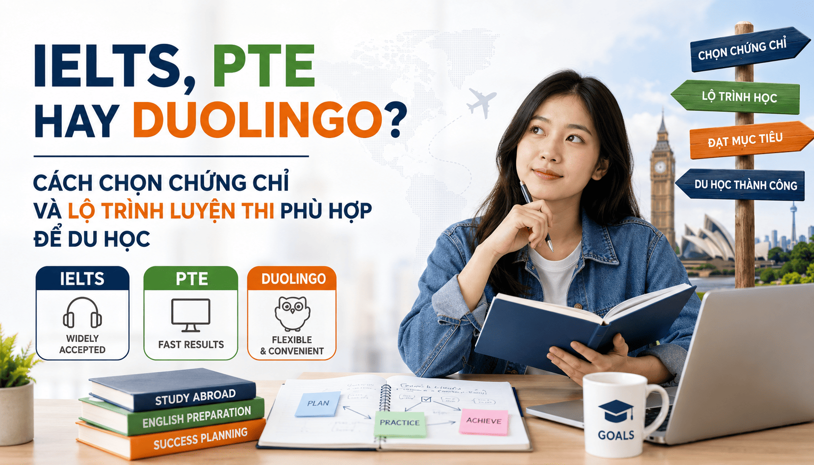 IELTS, PTE hay Duolingo? Cách chọn chứng chỉ và lộ trình luyện thi phù hợp để du học