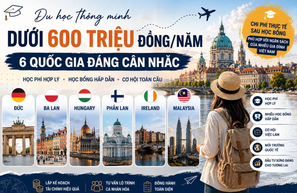 Những nước nào du học với ngân sách dưới 600tr/ năm?