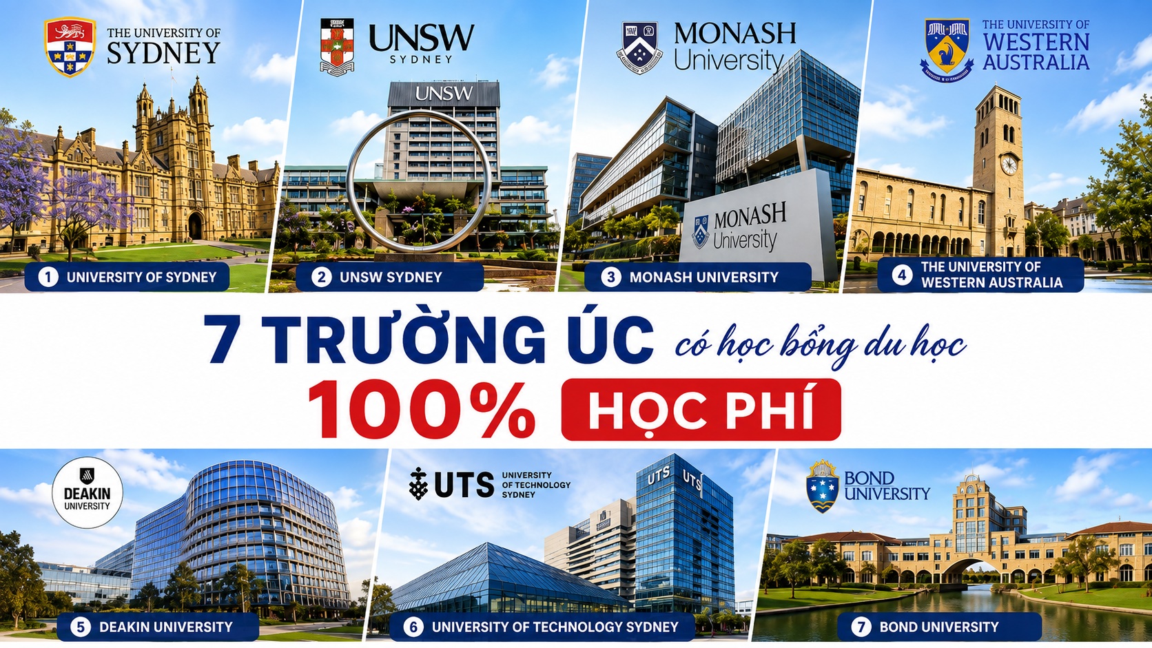 8 trường cực hot với học bổng du học Úc 100%